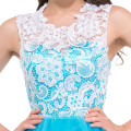 Grace Karin New Design Lace mangas curto vestido de baile azul CL6123-1 #